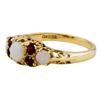 9ct gold Opal / Garnet half hoop Ring size R